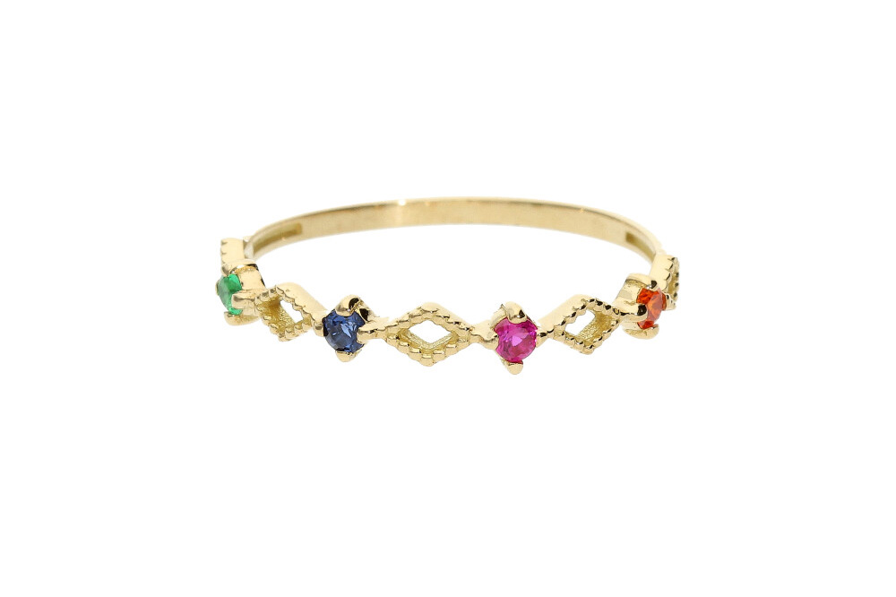Anillo Oro con 4 Zirconitas de colores